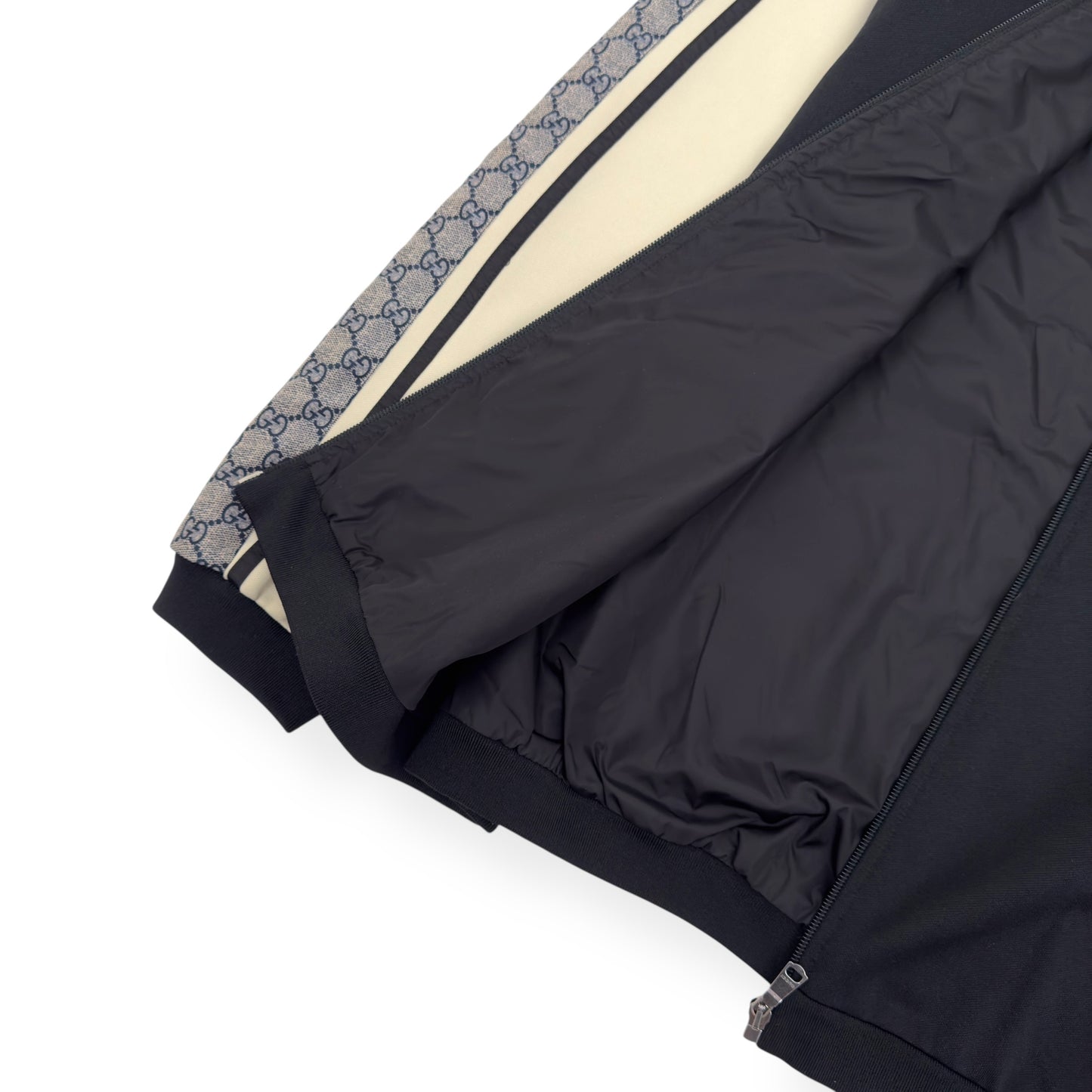 GUCCI TECHNICAL JERSEY TRACK JACKET BLACK / GREY S