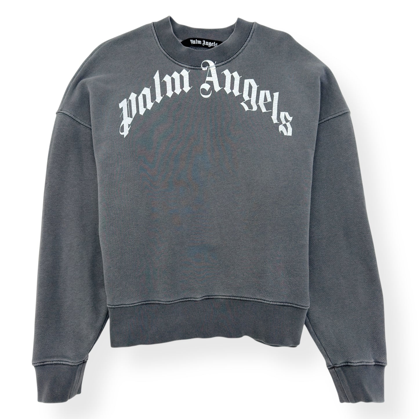 PALM ANGELS CURVED LOGO SWEATSHIRT GREY / WHITE S