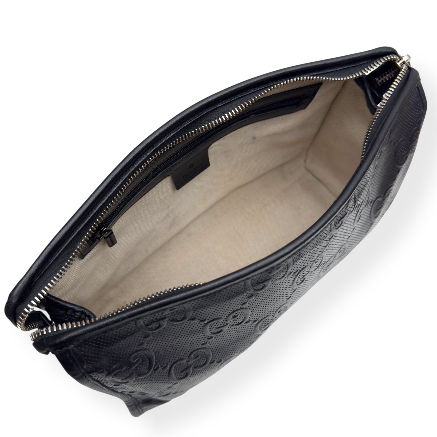 GUCCI GG EMBOSSED CLUTCH BAG BLACK S
