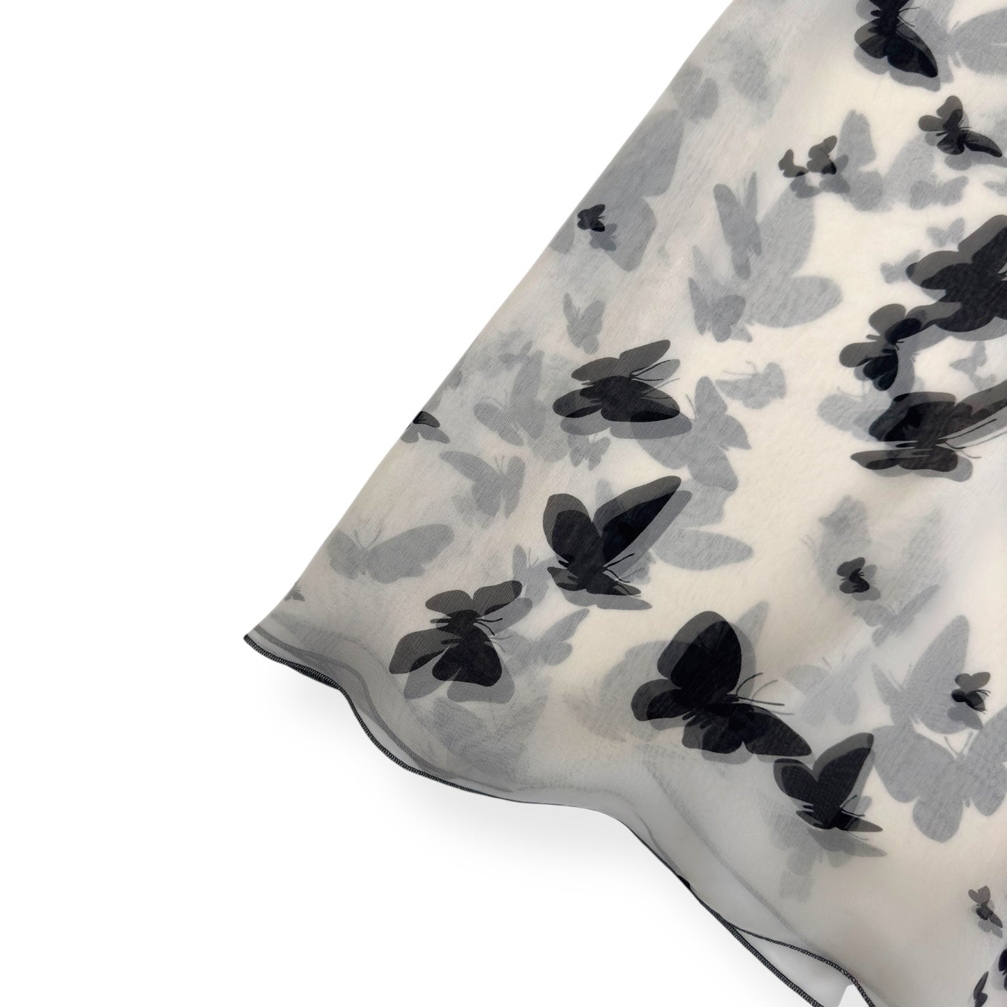 DOLCE & GABBANA BICOLOUR BUTTERFLY PRINT SHEER SILK BOW DETIAL BLOUSE BLACK / WHITE 44 / UK12