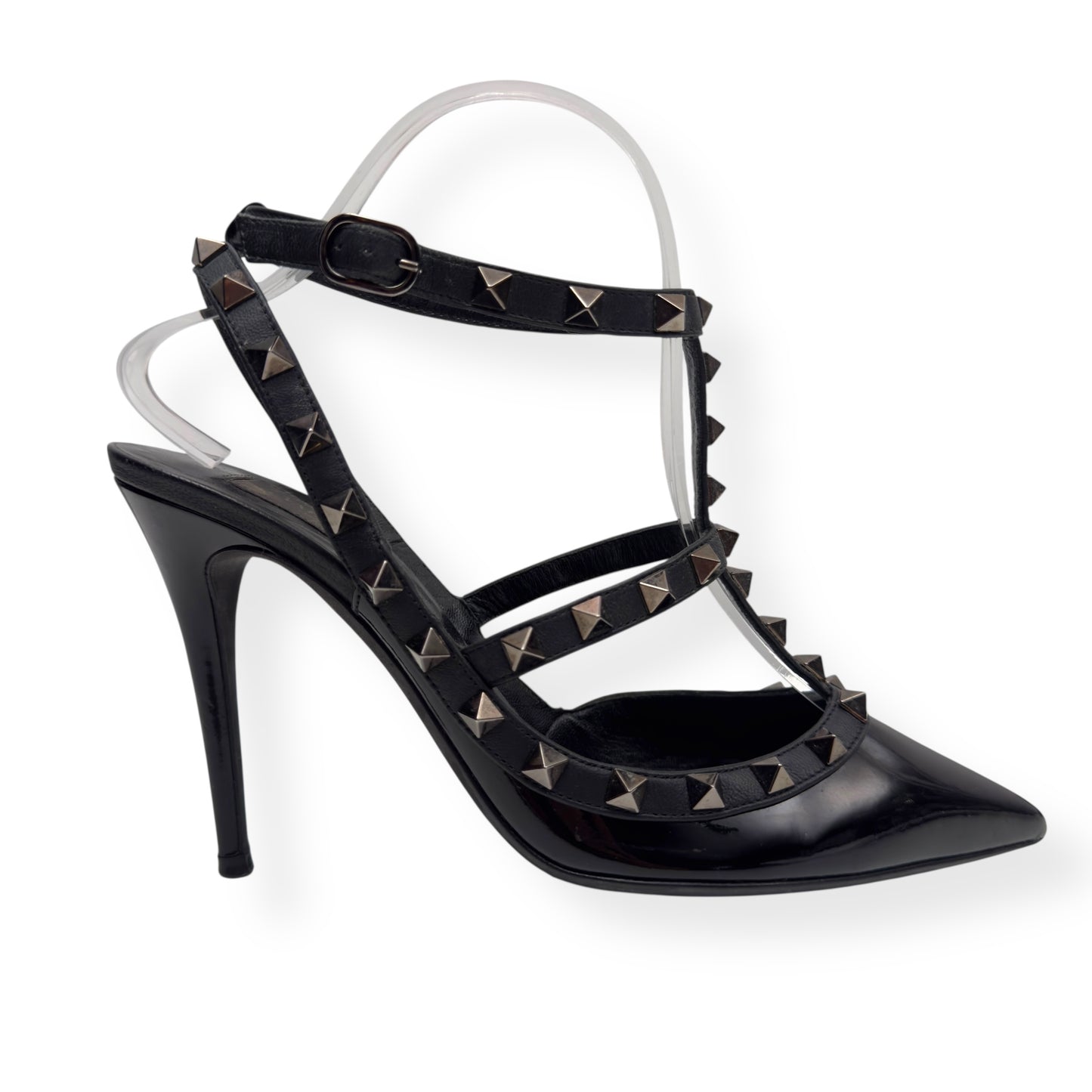 VALENTINO GARAVANI ROCKSTUD PATENT LEATHER HEELS NOIR 38 / UK5