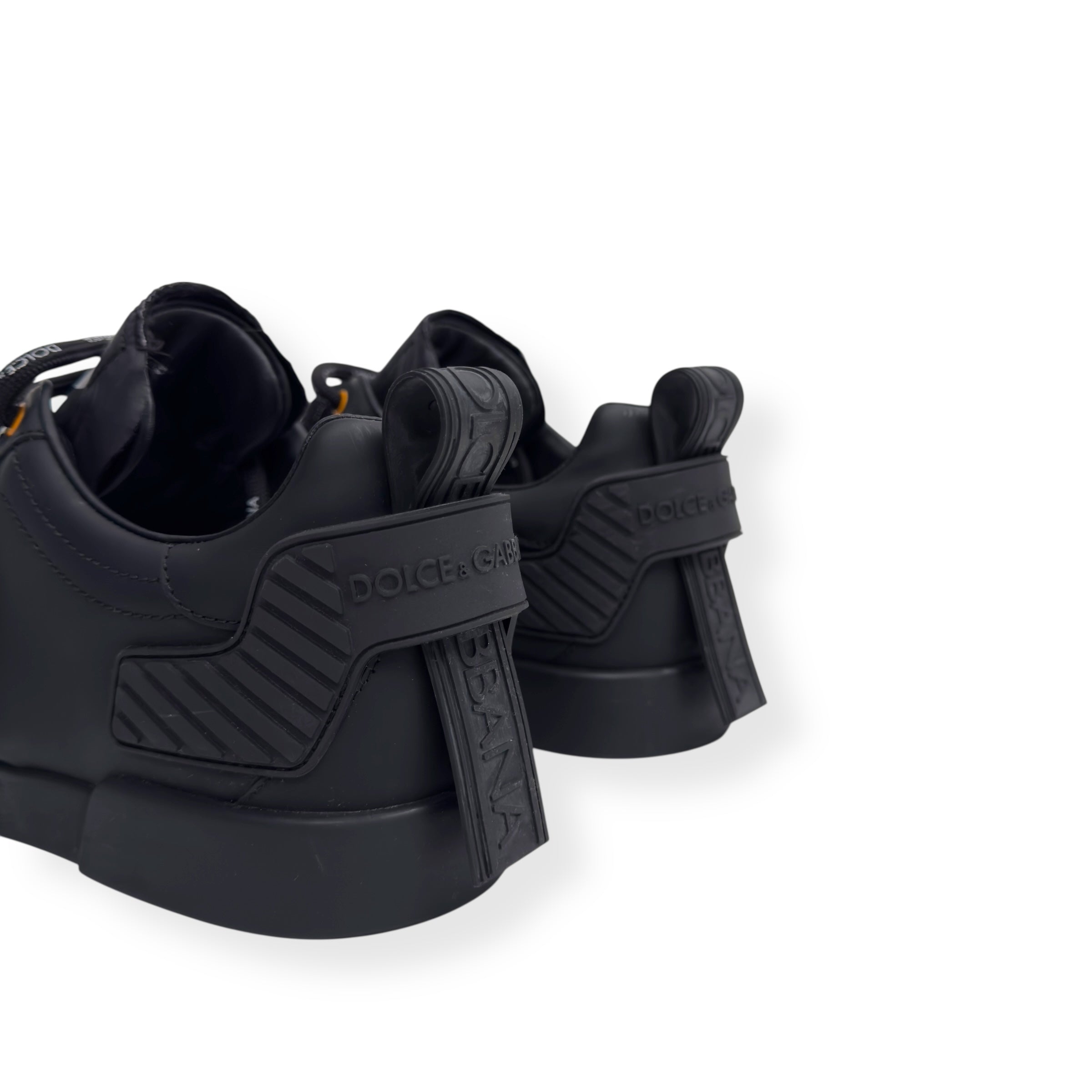 DOLCE & GABBANA PORTOFINO LEATHER SNEAKER BLACK UK9.5