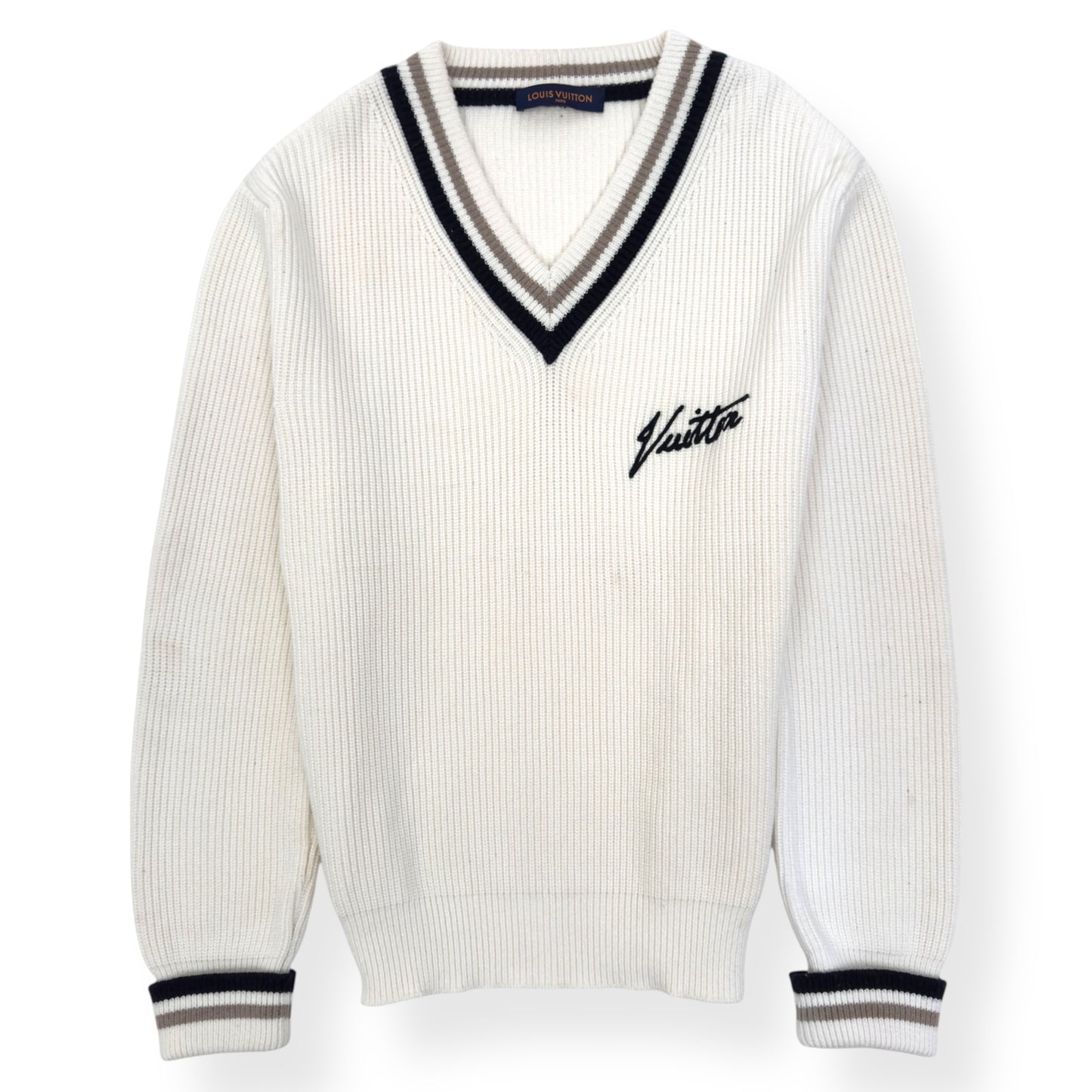 LOUIS VUITTON OVERSIZED V-NECK WOOL SWEATER WHITE S