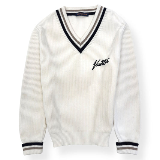 LOUIS VUITTON OVERSIZED V-NECK WOOL SWEATER WHITE S