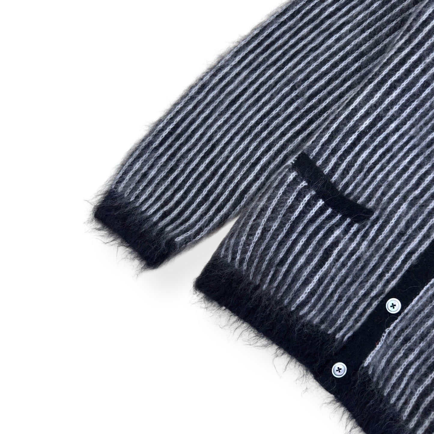 SUPREME 2-TONE MOHAIR CARDIGAN BLACK / WHITE L