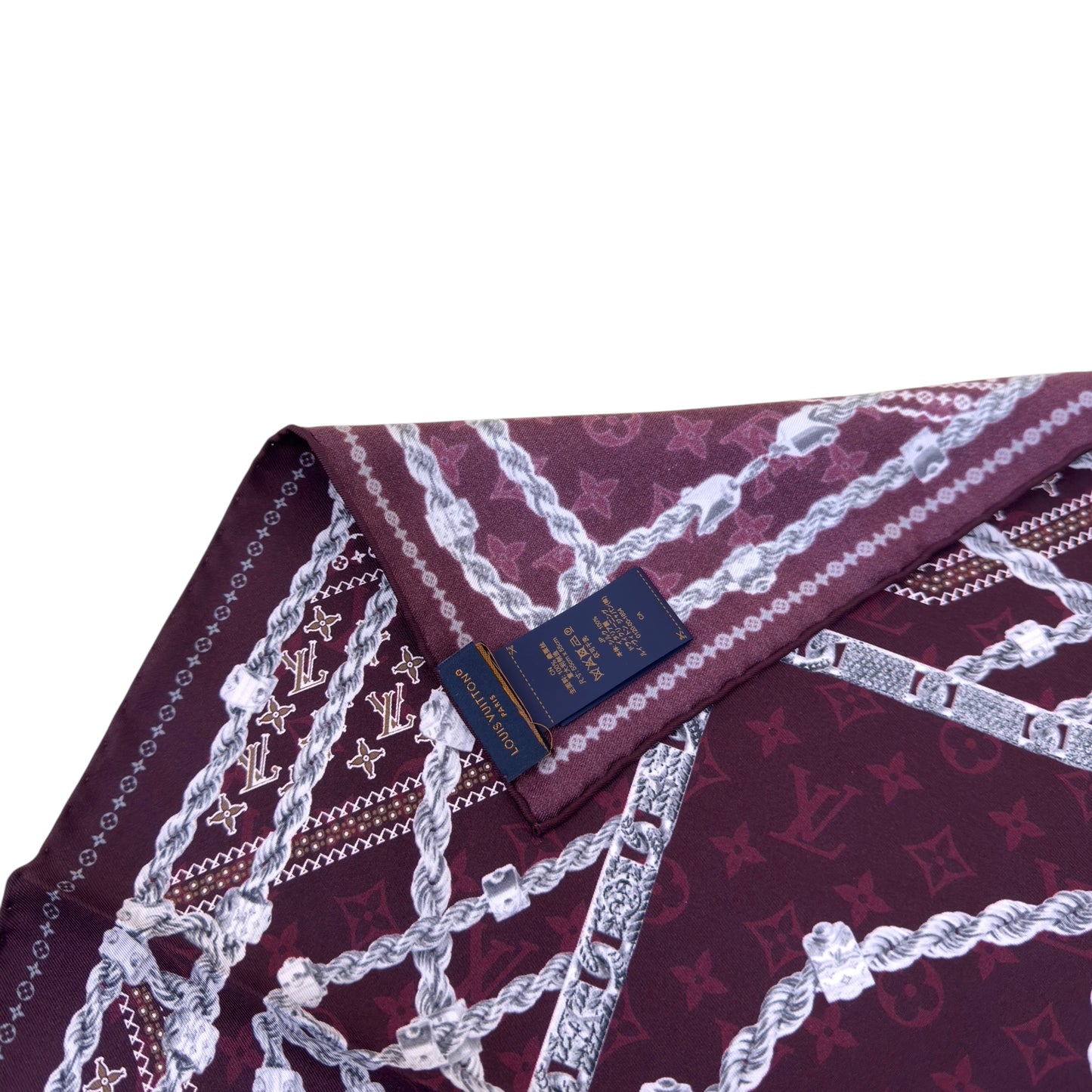 LOUIS VUITTON LV DYNASTY SILK BANDANA BURGUDNY