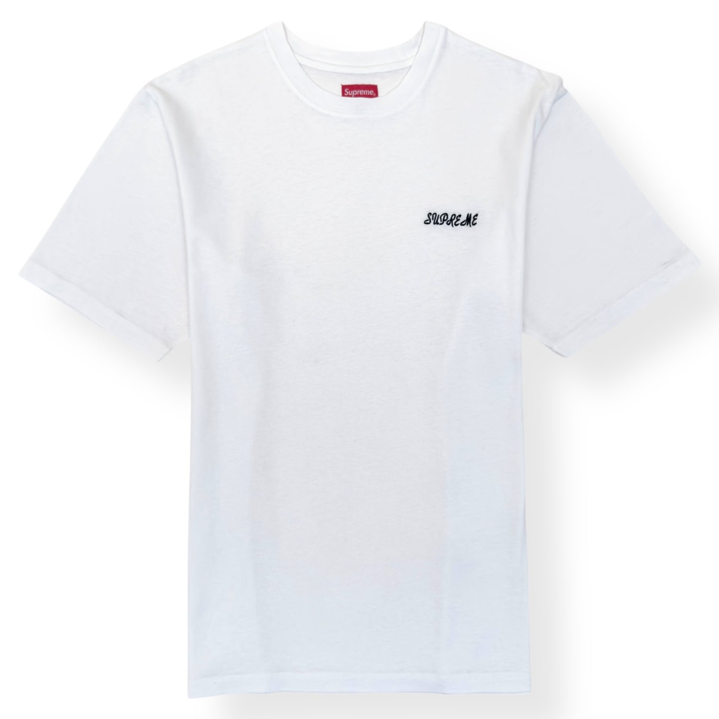 SUPREME WASHED SCRIPT LOGO COTTON T-SHIRT WHITE L