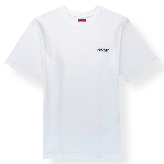 SUPREME WASHED SCRIPT LOGO COTTON T-SHIRT WHITE L