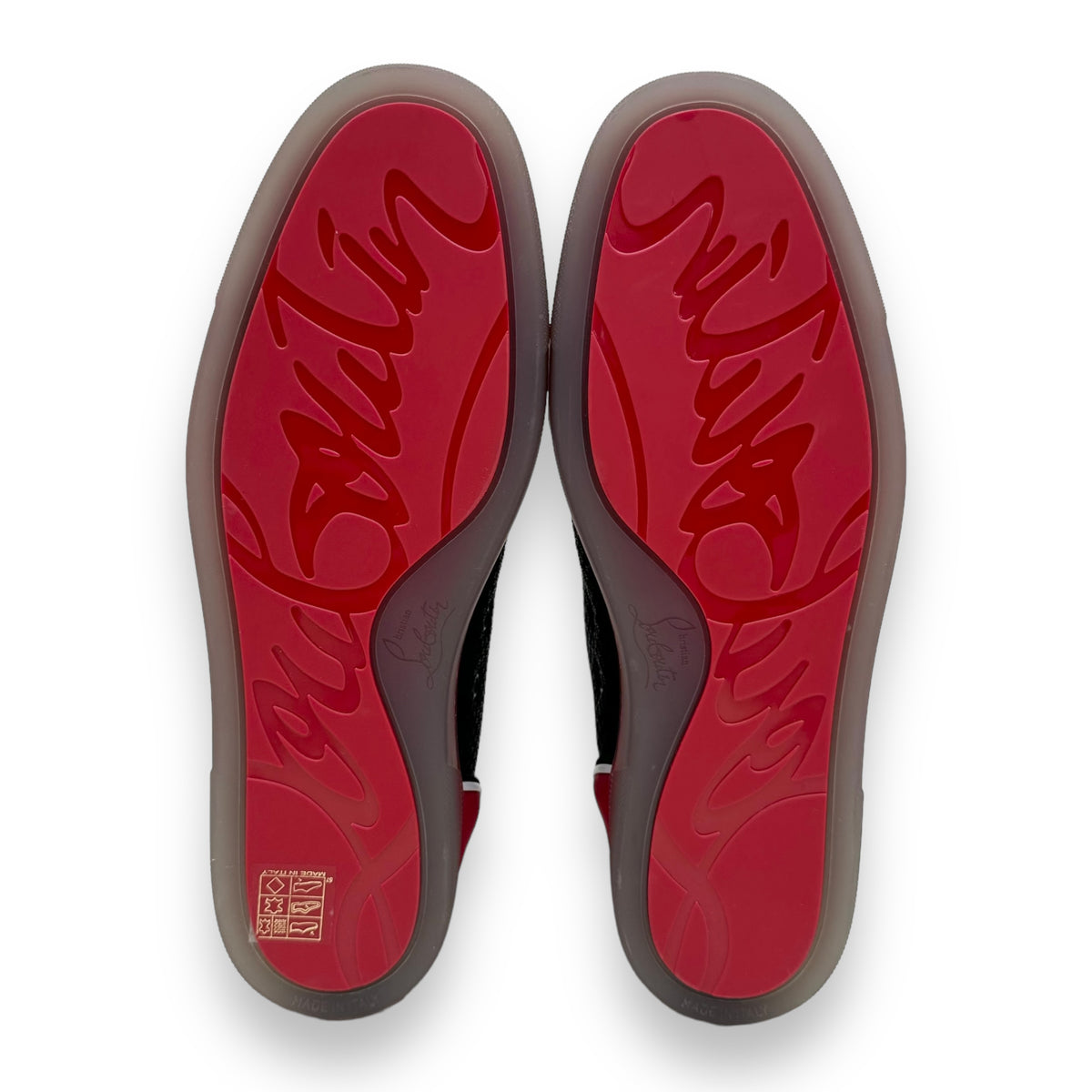 CHRISTIAN LOUBOUTIN FUN LOU SPIKE HIGH TOP SNEAKER BLACK / RED UK9