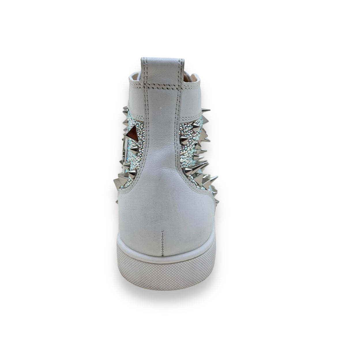 CHRISTIAN LOUBOUTIN PIK SPIKE HIGH TOP SNEAKER WHITE / SILVER UK8