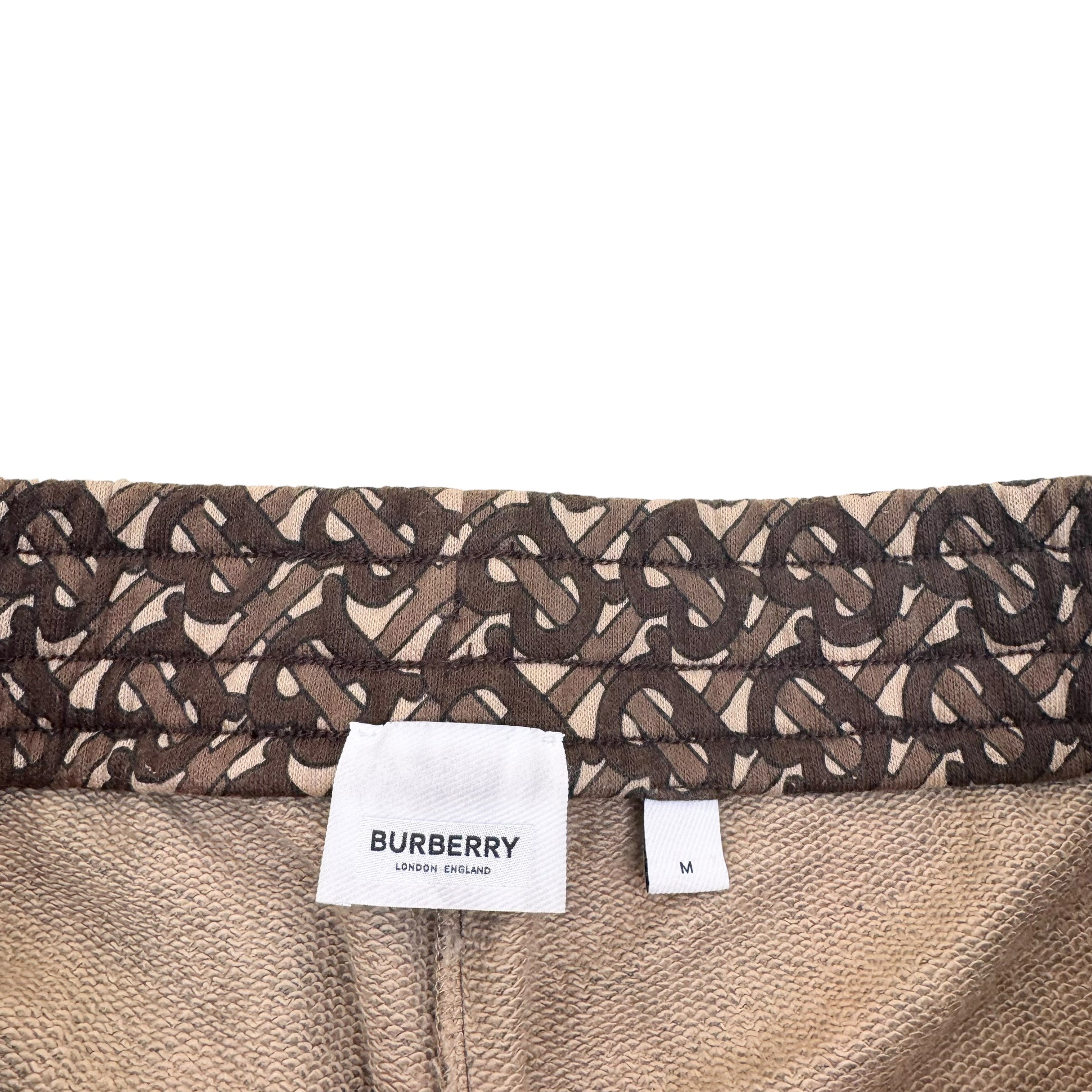 BURBERRY MONOGRAM STRIPE PRINT COTTON SWEATPANTS BROWN M