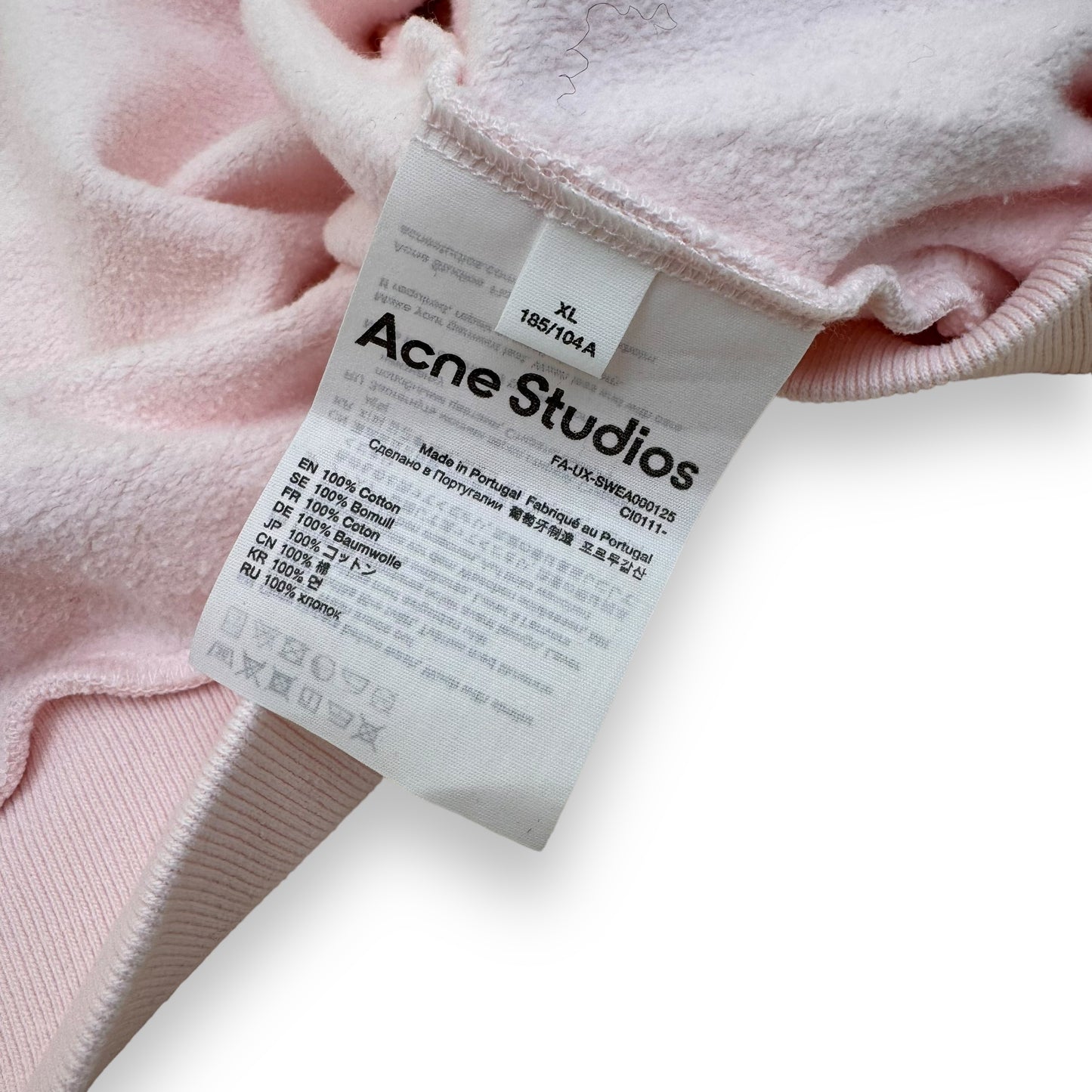 ACNE STUDIOS FACE ZIP-UP HOODIE PINK XL