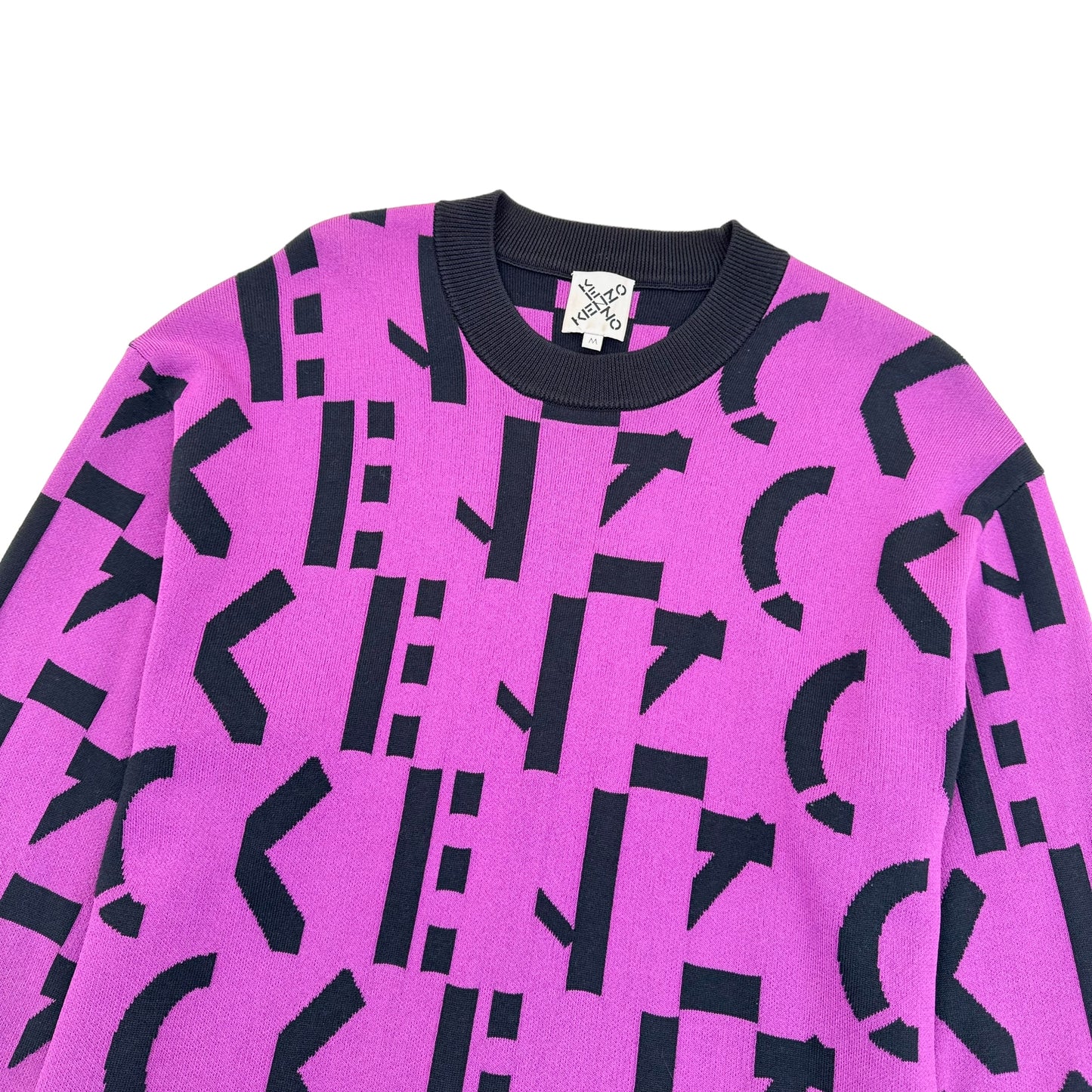 KENZO LOGO-INTARSIA KNITTED SWEATSHIRT PURPLE M