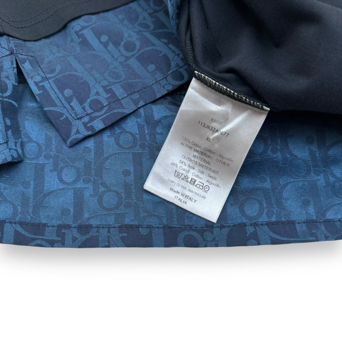 DIOR OBLIQUE LAYERED SILK TRIM T-SHIRT NAVY XL