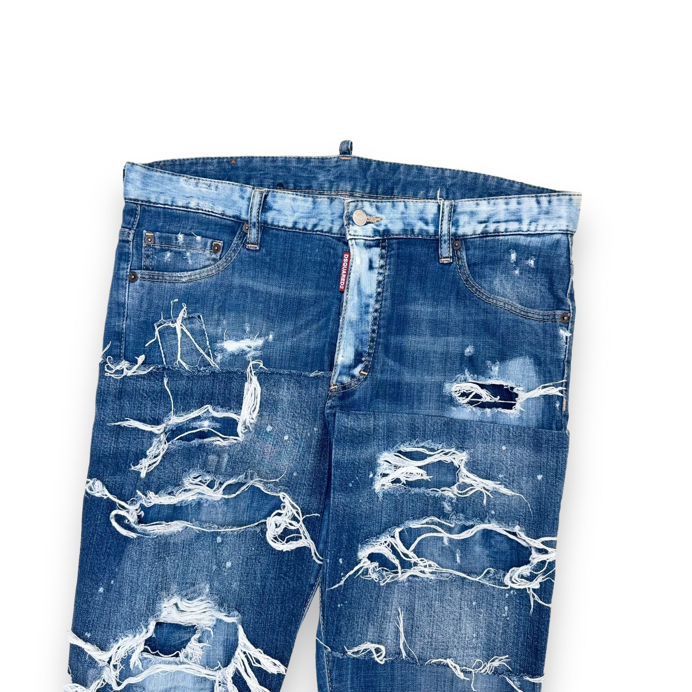 DSQUARED2 EXTREME RIP DISTRESSED SHORT DENIM JEANS L