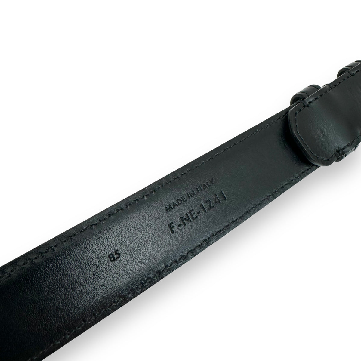 CELINE LEATHER BELT BLACK / SILVER 85