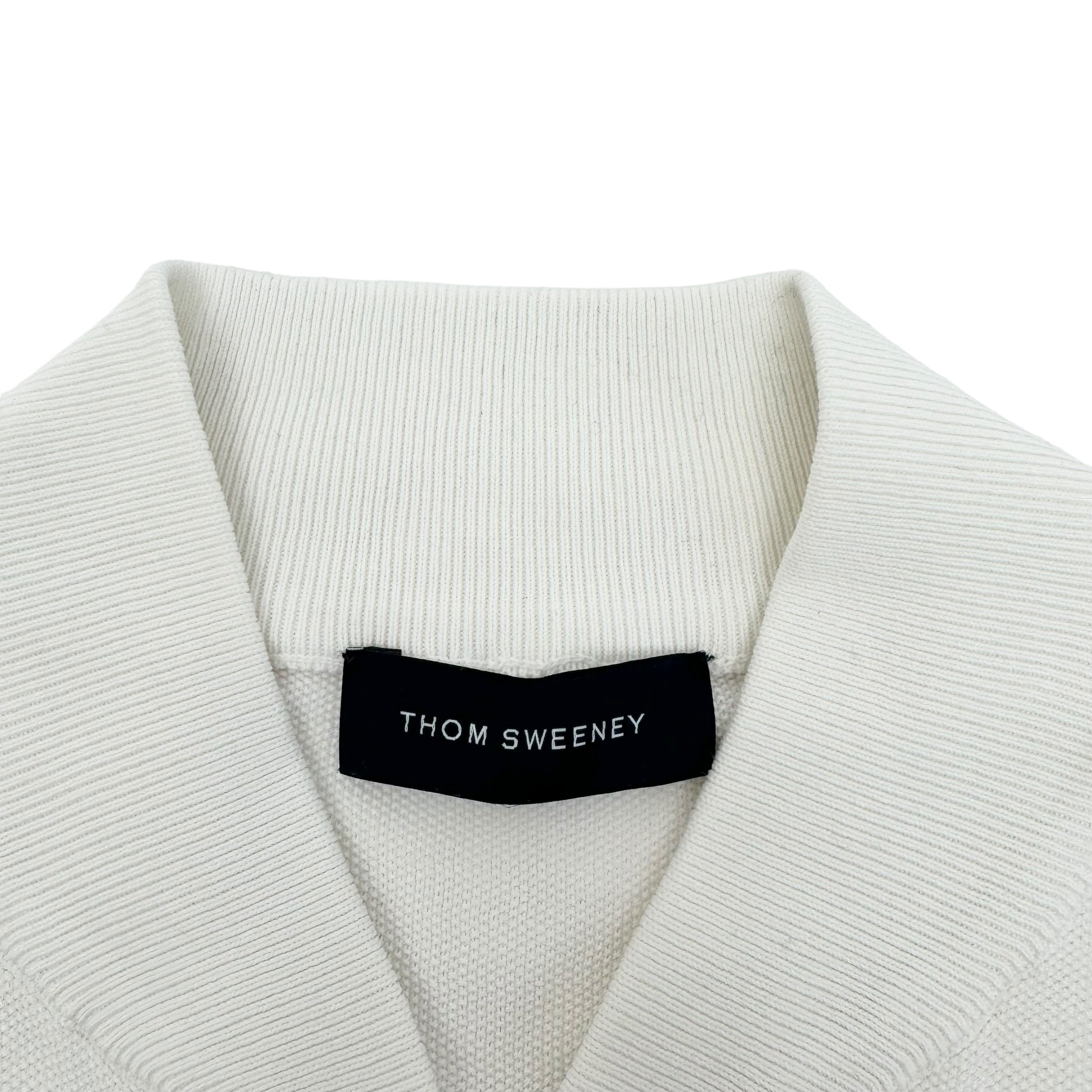 THOM SWEENEY FINE-KNIT COTTON ZIP-UP TRACK TOP WHITE L