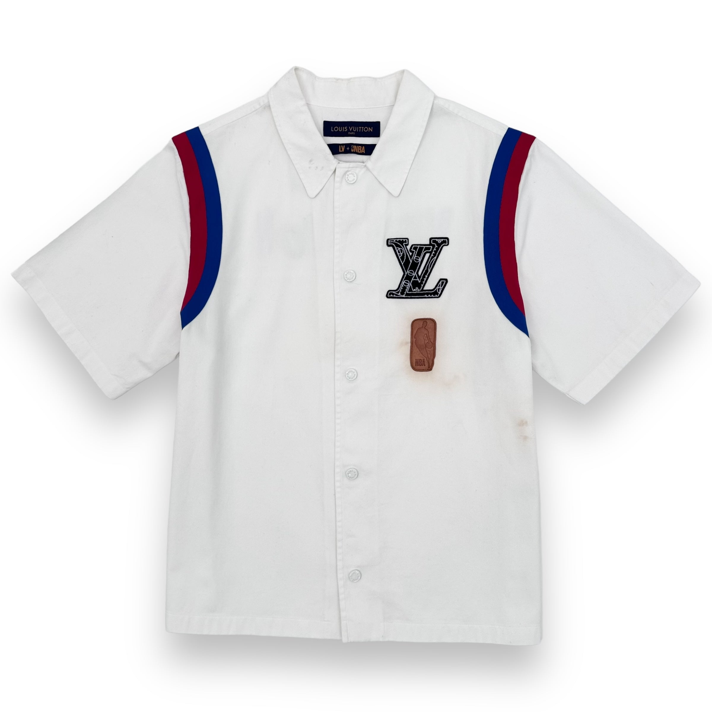 LOUIS VUITTON X NBA BASKETBALL SHORT SLEEVE SHIRT WHITE L