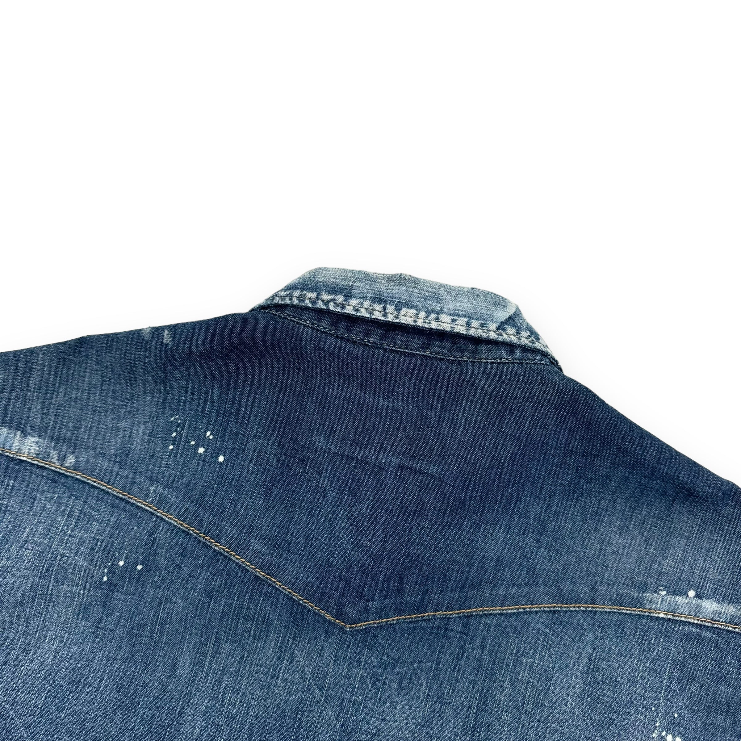 DSQUARED2 DISTRESSED DENIM SHIRT BLUE L