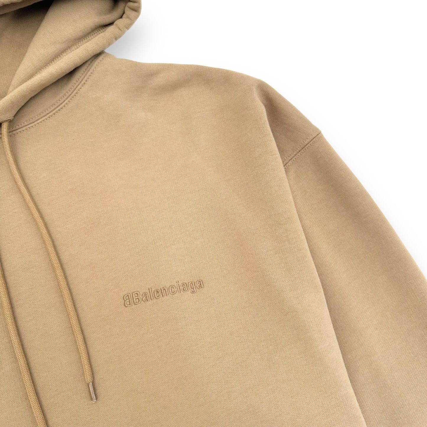 BALENCIAGA LOGO EMBROIDERED HOODIE BEIGE M