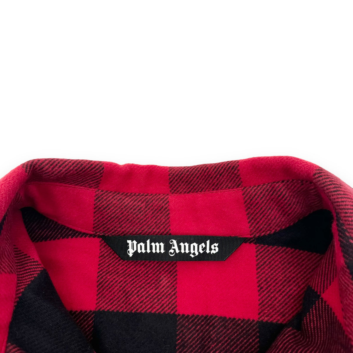 PALM ANGELS CLASSIC LOGO CHECKED OVER SHIRT BLACK / RED L