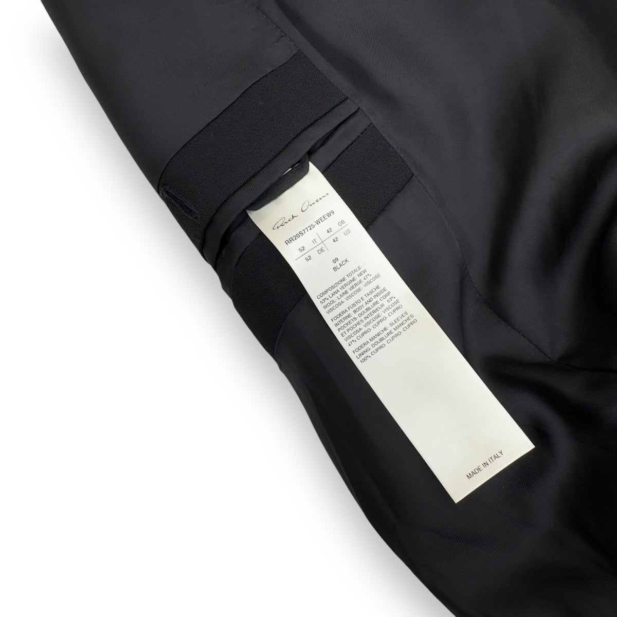 RICK OWENS TECUATL SS20 TATLIN WOOL BLAZER JACKET BLACK L