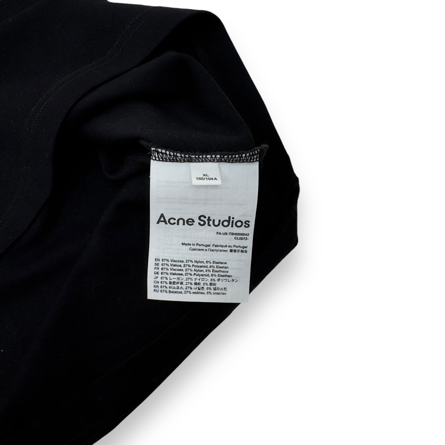 ACNE STUDIOS EXTOR JERSEY T-SHIRT BLACK / WHITE XL