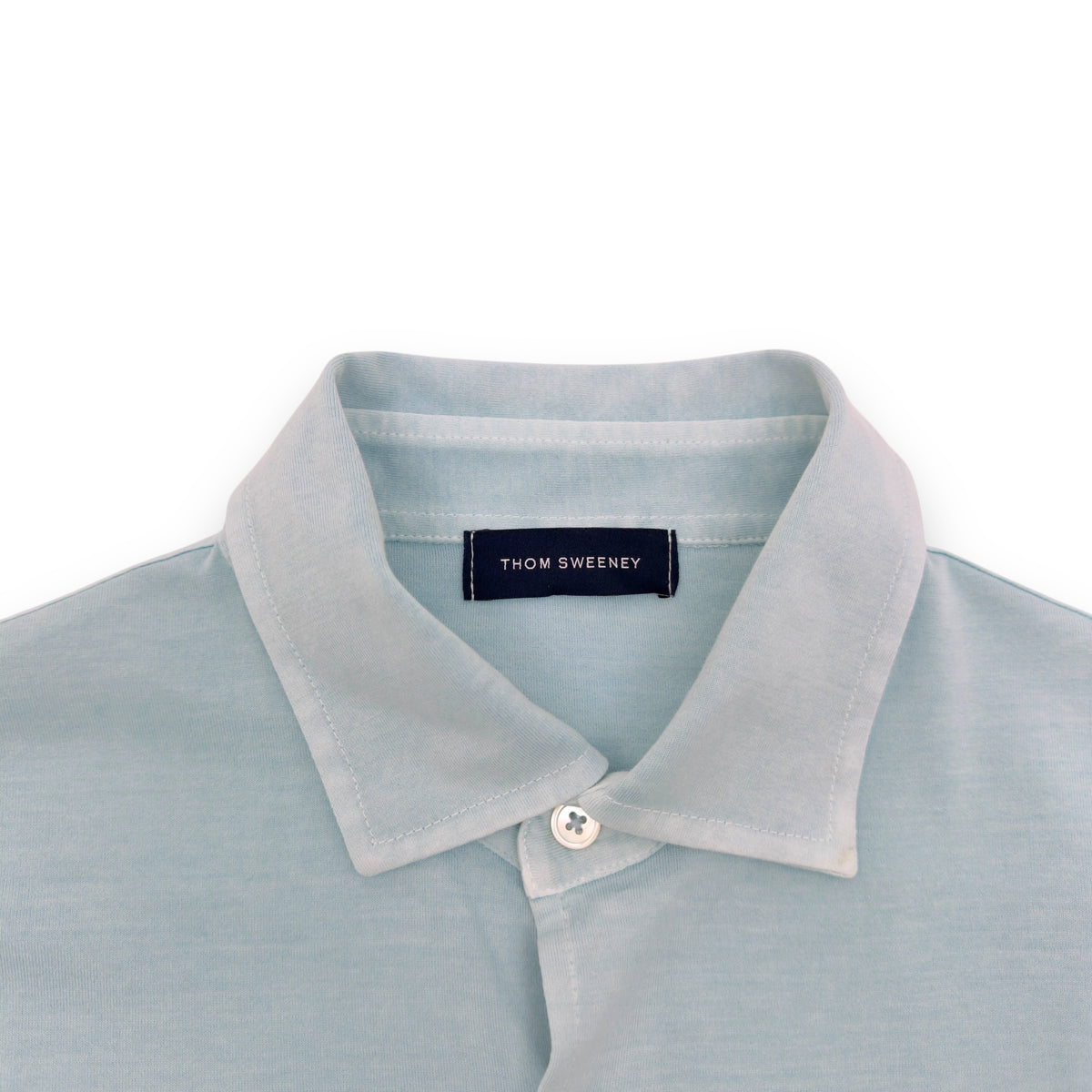 THOM SWEENEY COTTON LONG SLEEVE POLO SHIRT ICE BLUE M