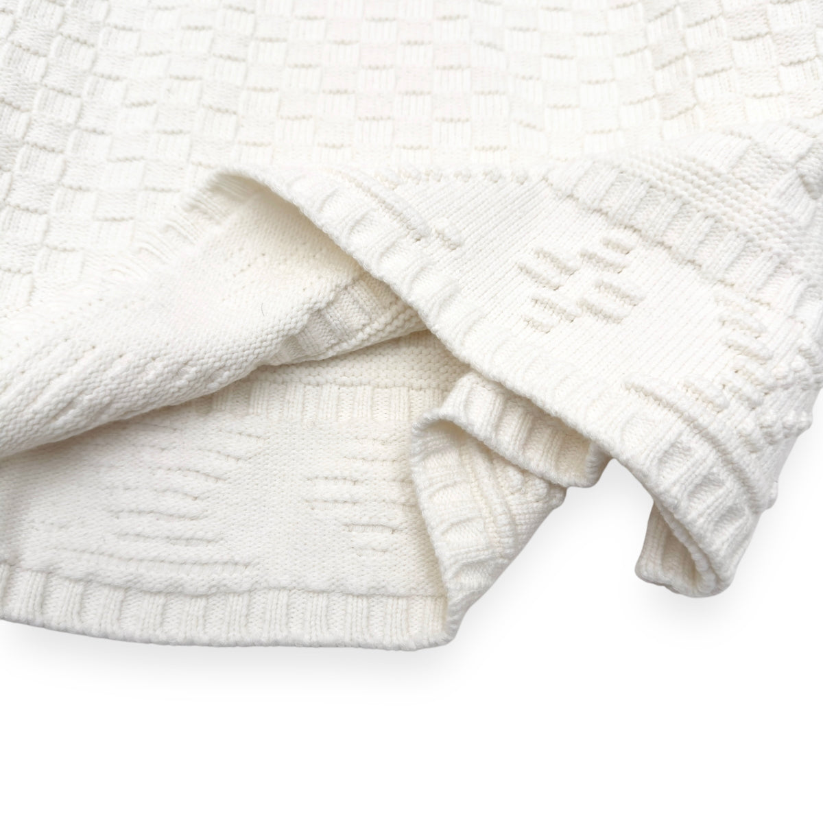 LOUIS VUITTON WOOL COLLARED DAMIER PULLOVER JUMPER WHITE XL