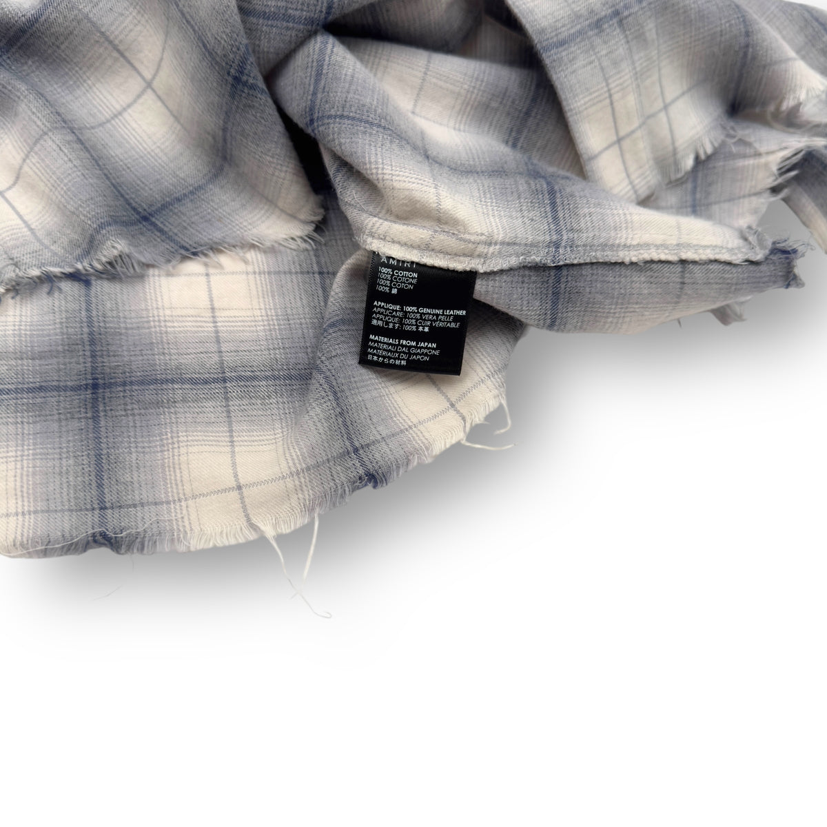 AMIRI FLANNEL LOGO APPLIQUÉ BRUSHED COTTON SHIRT BLUE / BLACK M