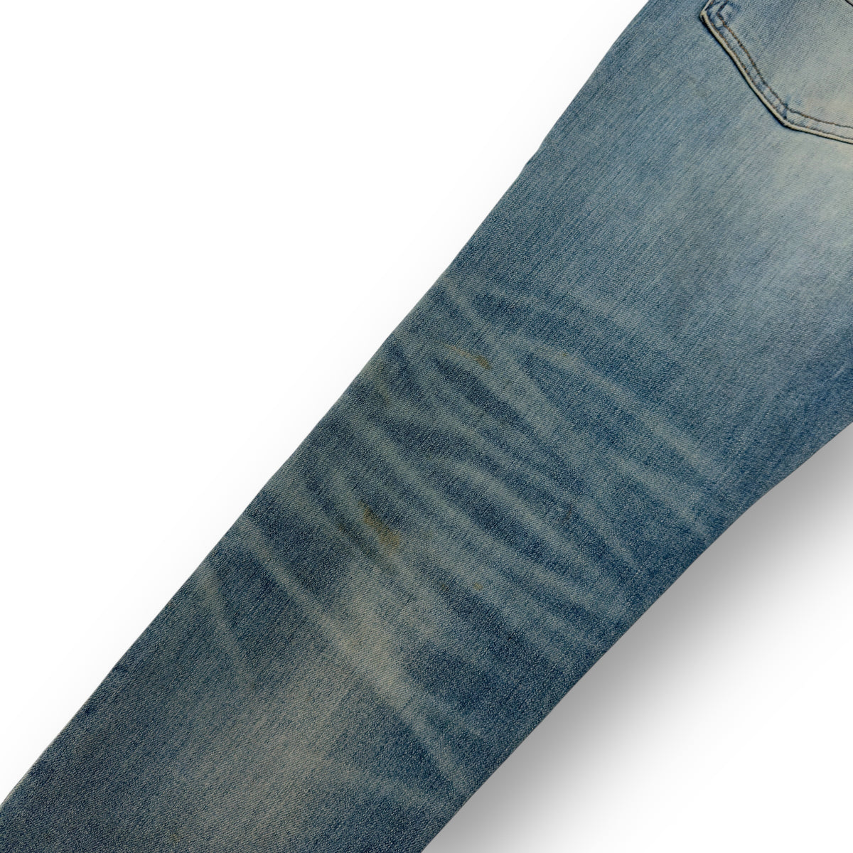 AMIRI MX1 SKINNY FIT LEATHER PATCH DENIM JEANS BLUE / BLACK W32