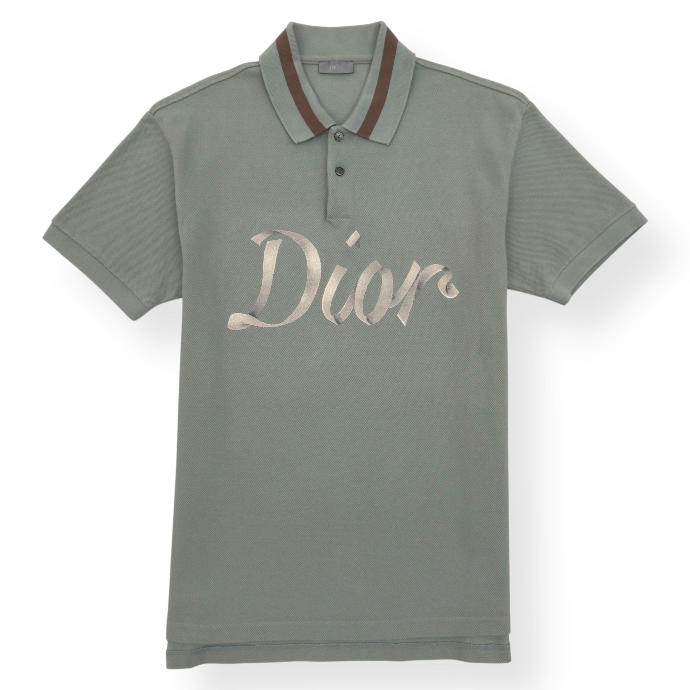 DIOR LOGO EMBROIDERED LOGO POLO SHIRT GREEN M