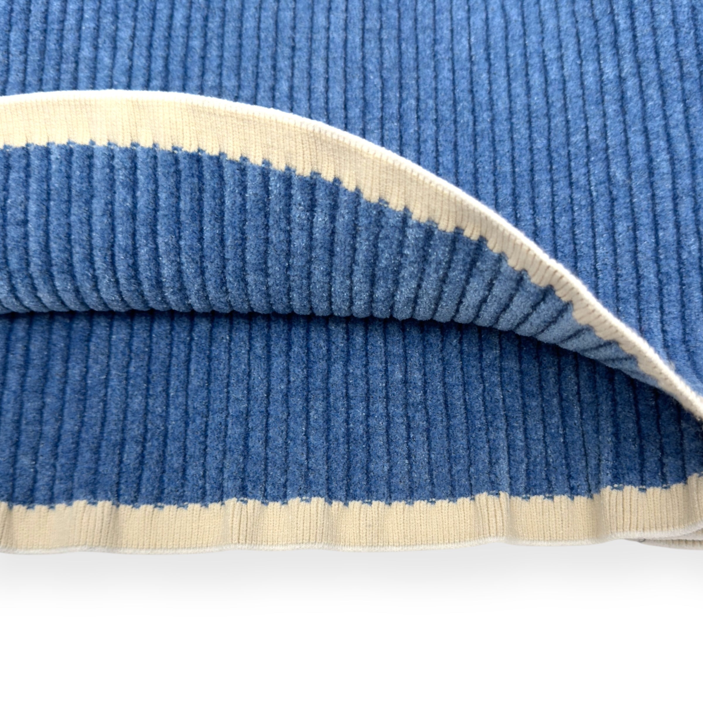 JACQUEMUS LE DUCI RIBBED POLO SWEATER BLUE M