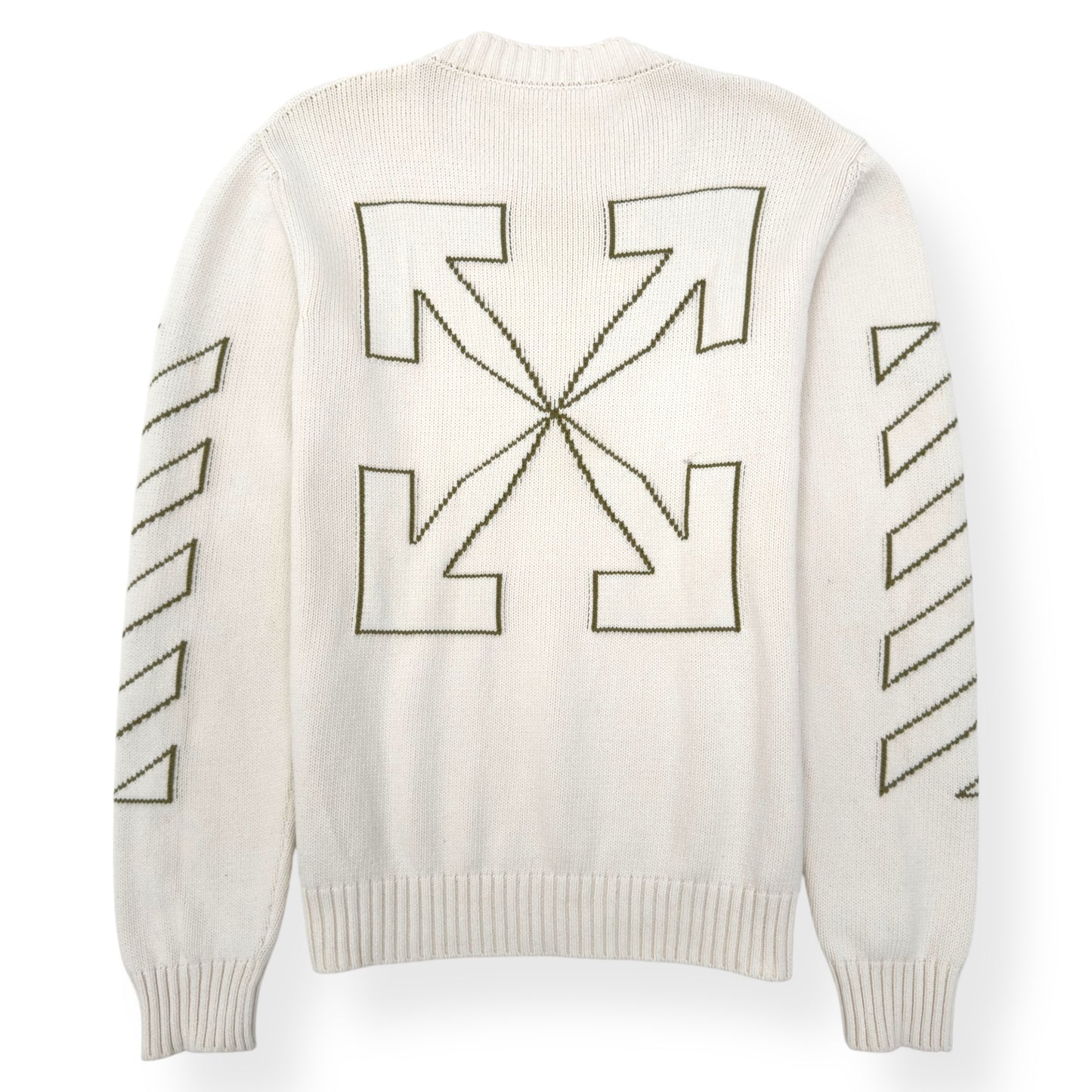 OFF-WHITE ARROW DIAG OUTLINE KNITTED SWEATER TOFU / GREEN XL