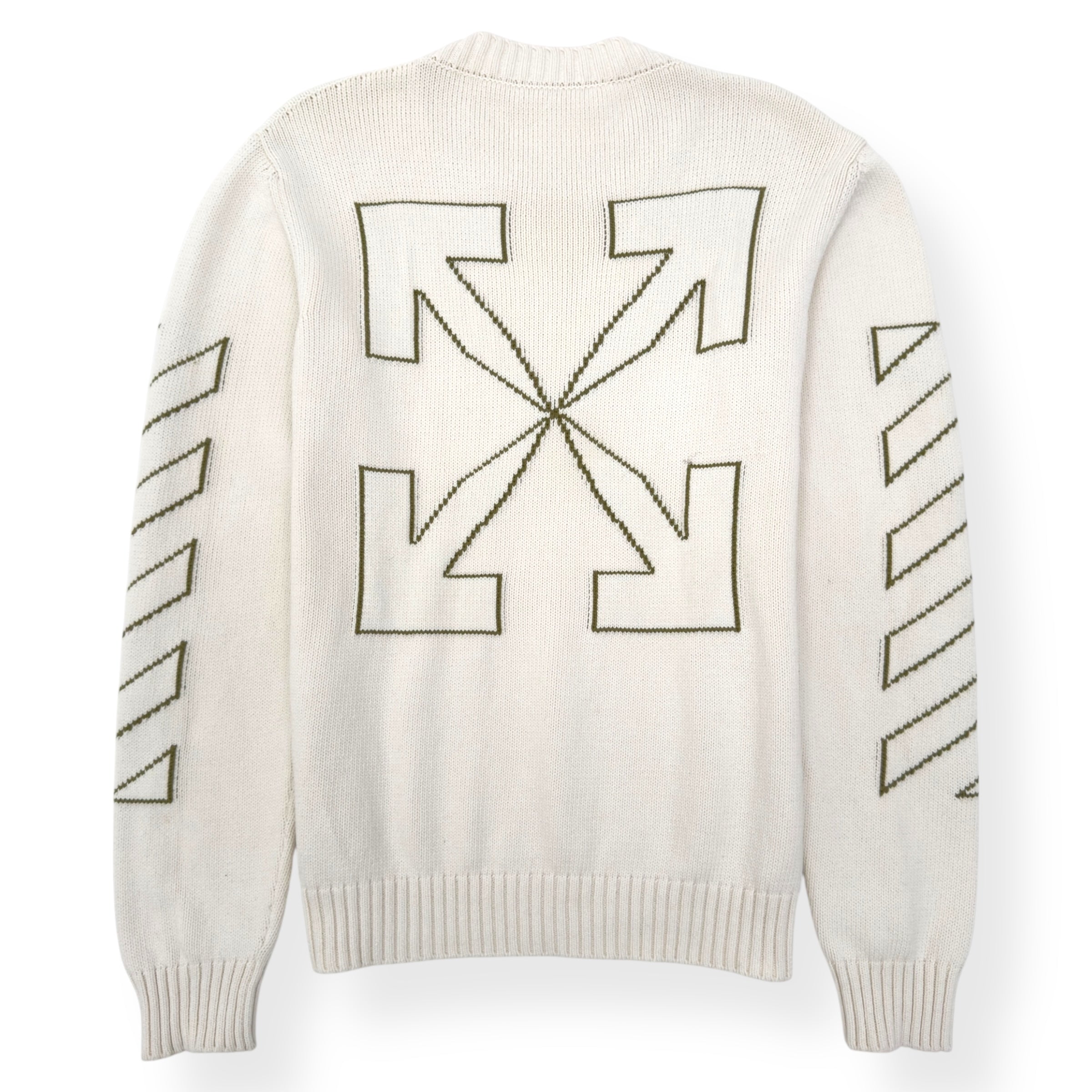 OFF-WHITE ARROW DIAG OUTLINE KNITTED SWEATER TOFU / GREEN XL
