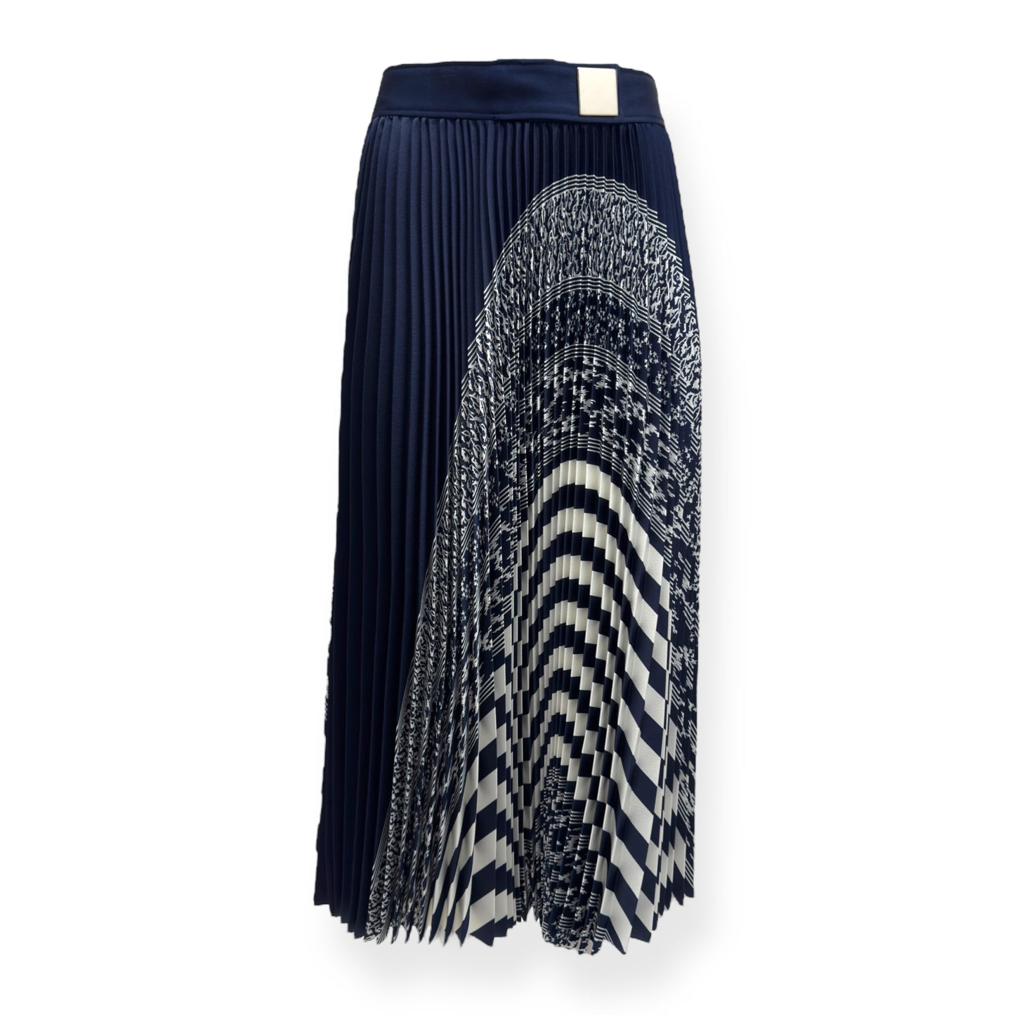 CARVEN PLEATED ABSTRACT LONG SKIRT BLUE 40 / UK12