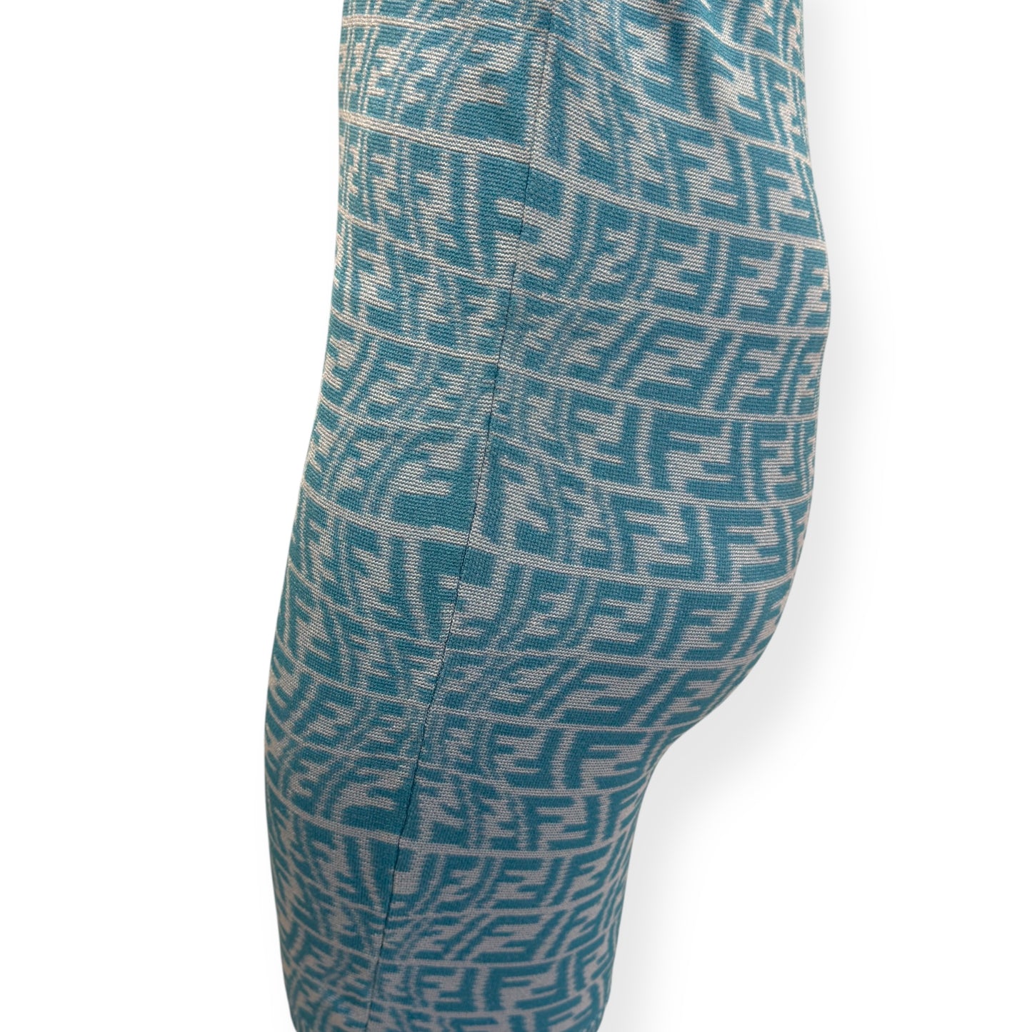 FENDI FF VERTIGO-JACQUARD KNIT MINI DRESS BLUE / WHITE 36 / XS