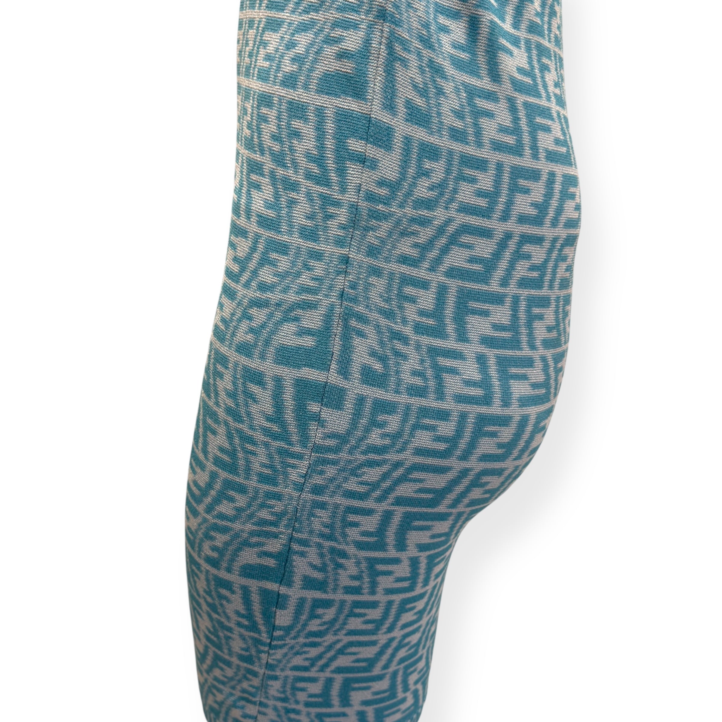 FENDI FF VERTIGO-JACQUARD KNIT MINI DRESS BLUE / WHITE 36 / XS