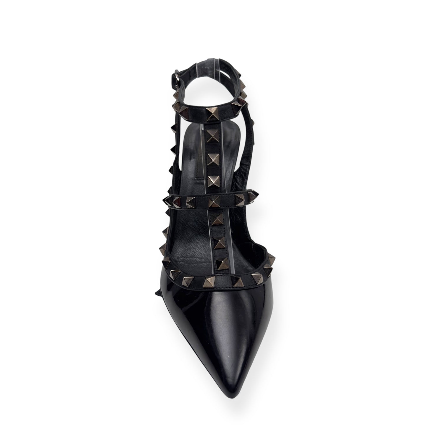 VALENTINO GARAVANI ROCKSTUD PATENT LEATHER HEELS NOIR 38 / UK5