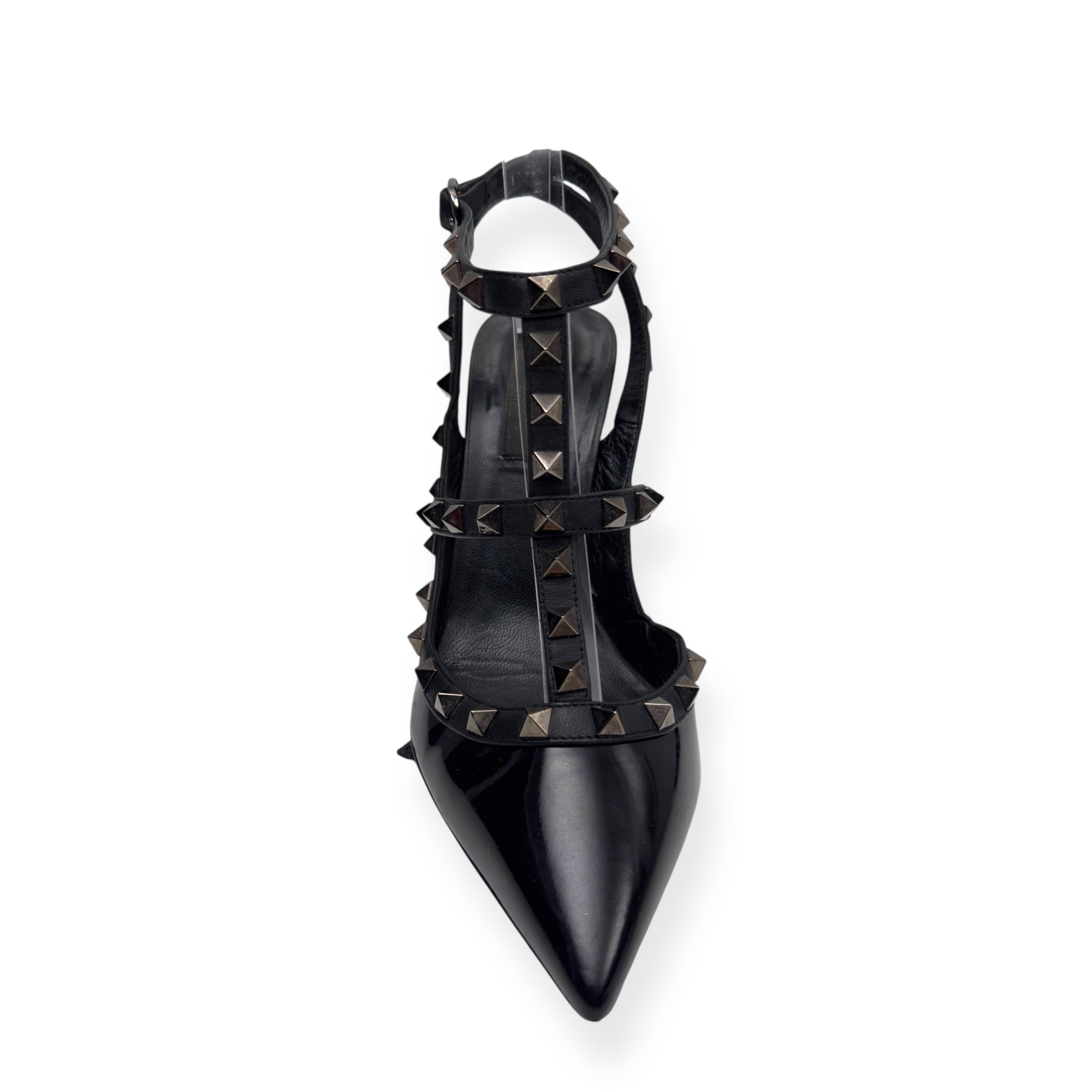 VALENTINO GARAVANI ROCKSTUD PATENT LEATHER HEELS NOIR 38 / UK5