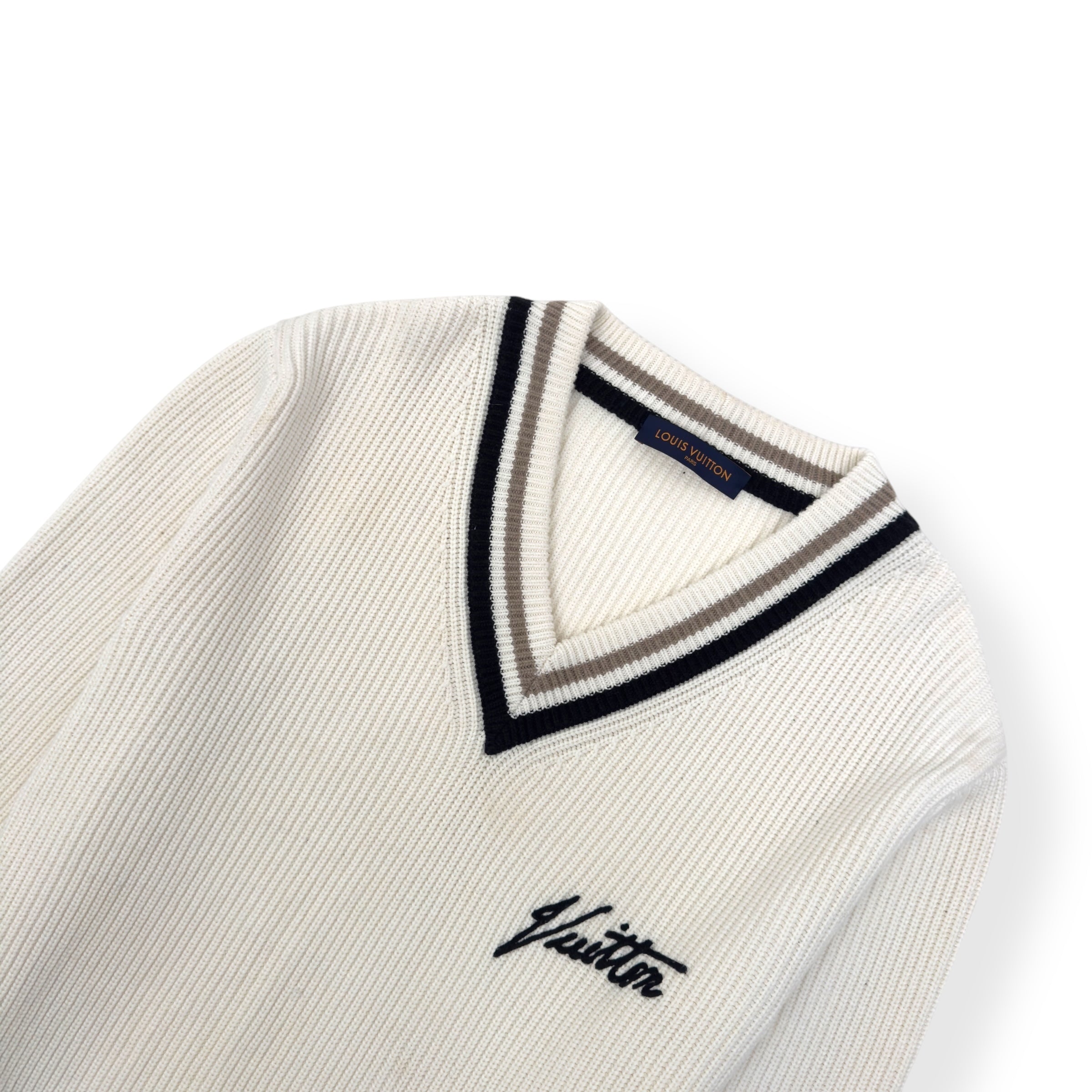 LOUIS VUITTON OVERSIZED V-NECK WOOL SWEATER WHITE S