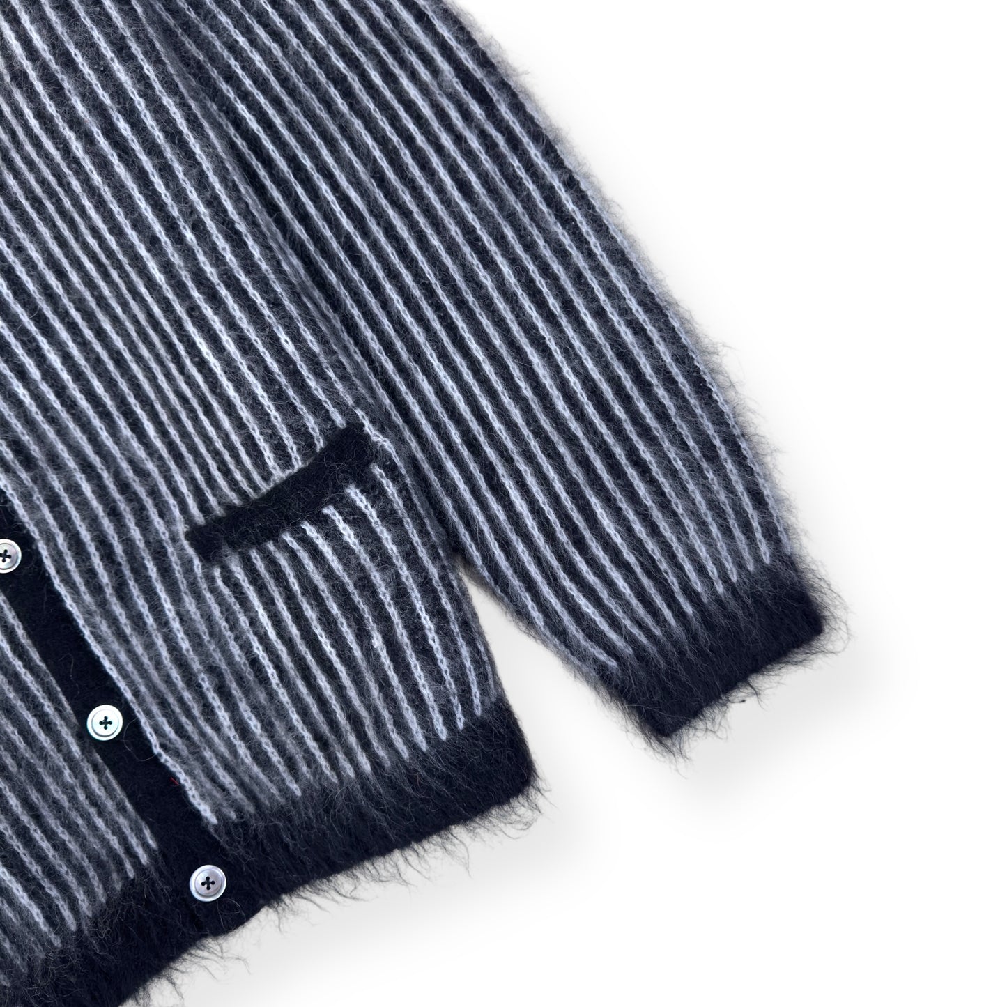 SUPREME 2-TONE MOHAIR CARDIGAN BLACK / WHITE L