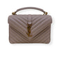 SAINT LAURENT COLLEGE LEATHER SHOULDER BAG BEIGE M
