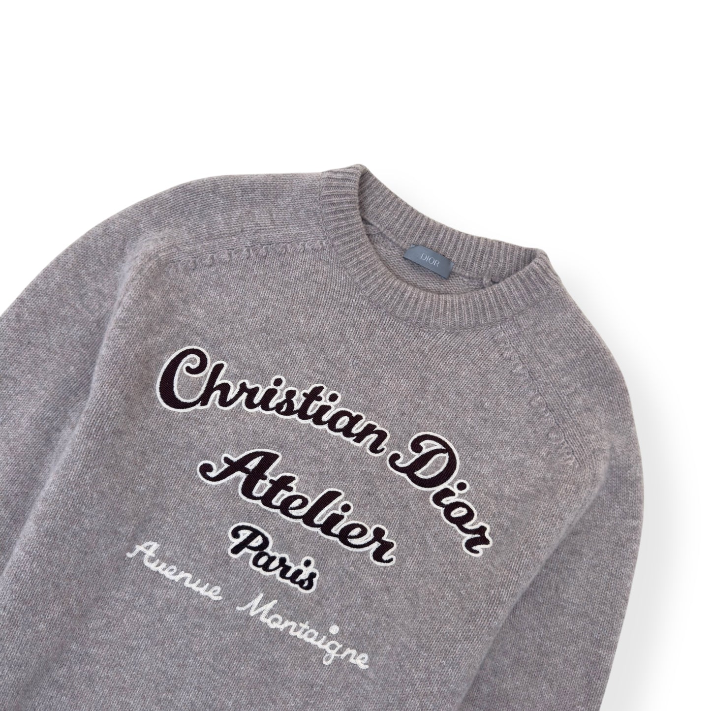 CHRISTIAN DIOR ATELIER WOOL CREWNECK SWEATER GREY M