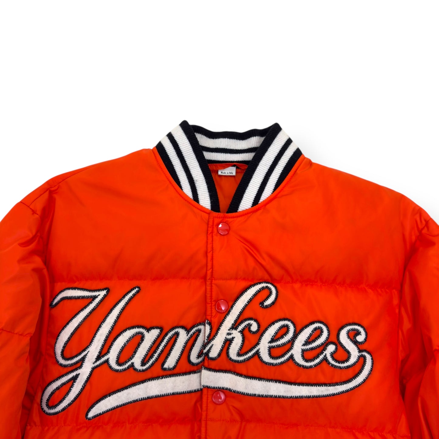 GUCCI NY YANKEES GOOSE DOWN PUFFER BOMBER JACKET ORANGE 46 / S