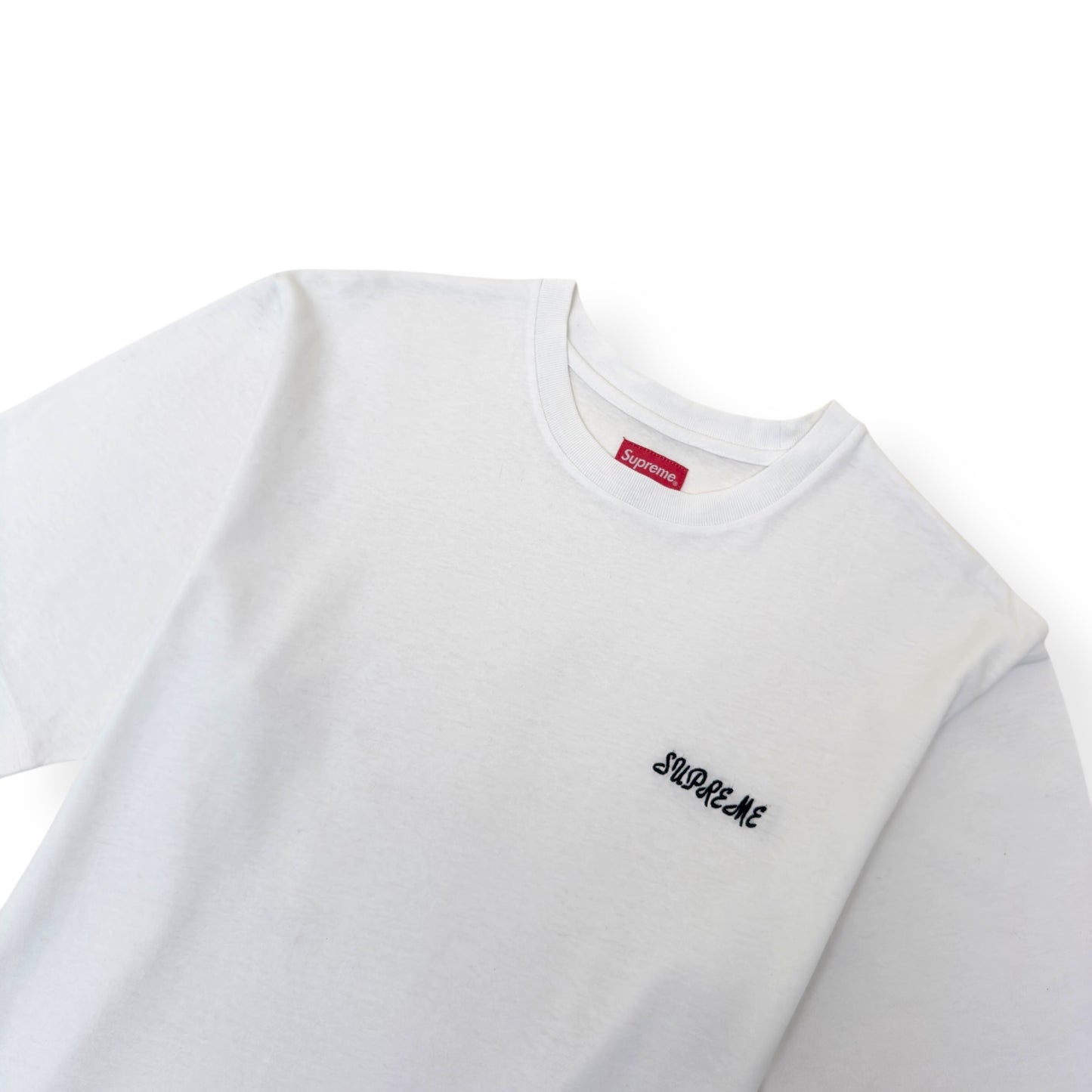 SUPREME WASHED SCRIPT LOGO COTTON T-SHIRT WHITE L