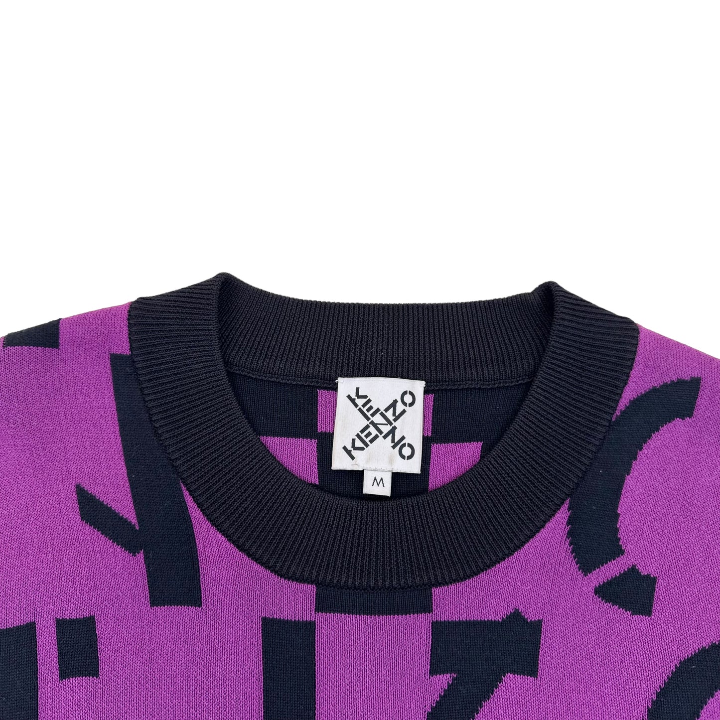 KENZO LOGO-INTARSIA KNITTED SWEATSHIRT PURPLE M