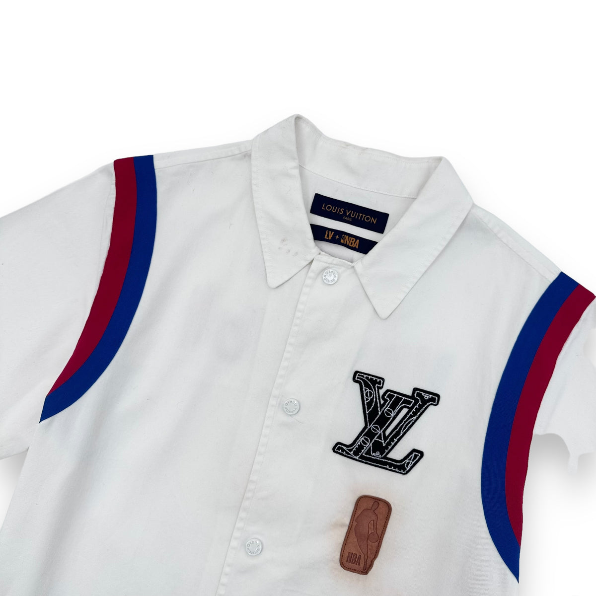 LOUIS VUITTON X NBA BASKETBALL SHORT SLEEVE SHIRT WHITE L