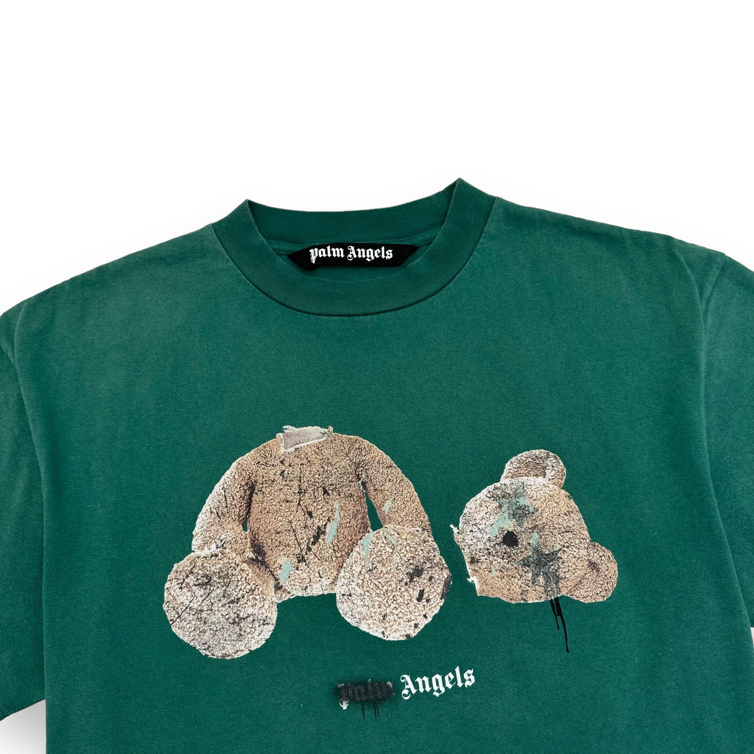 PALM ANGELS SPRAY PAINT BEAR T-SHIRT GREEN M