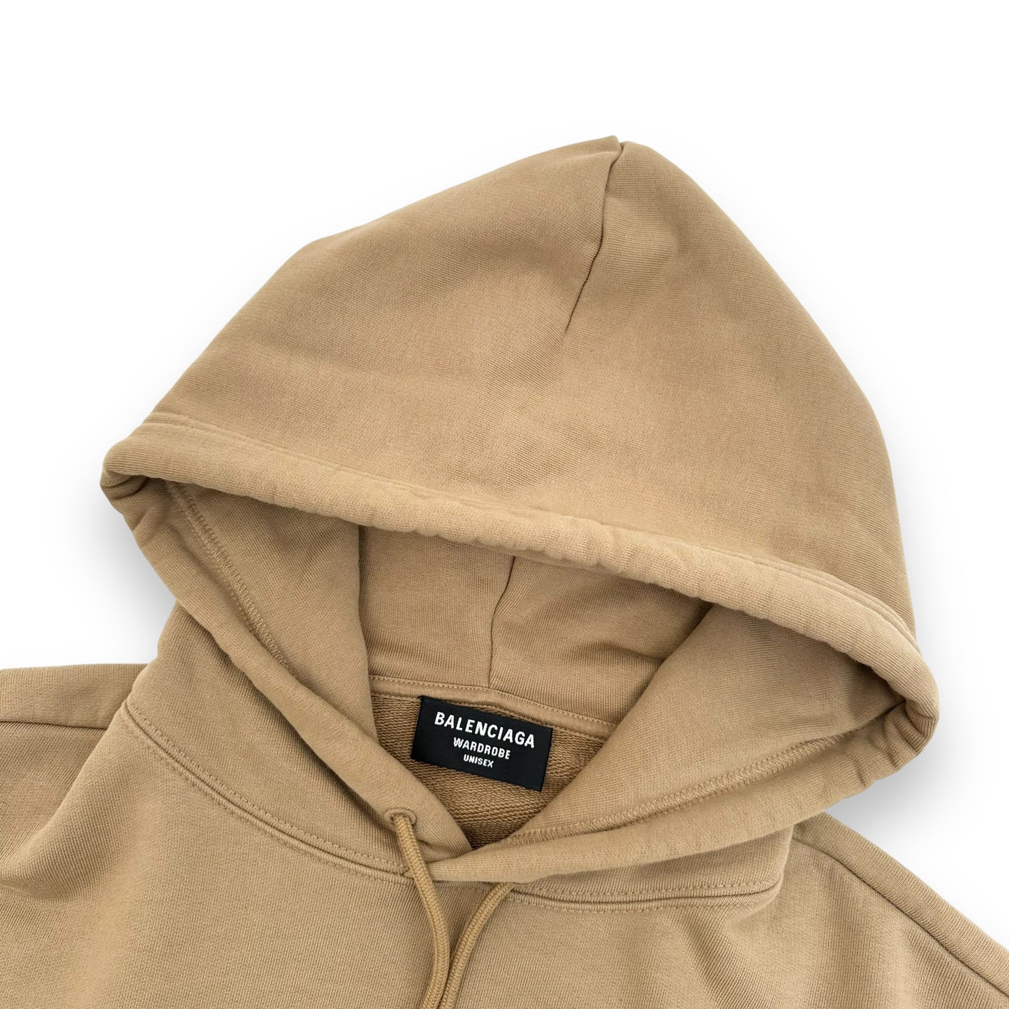 BALENCIAGA LOGO EMBROIDERED HOODIE BEIGE M